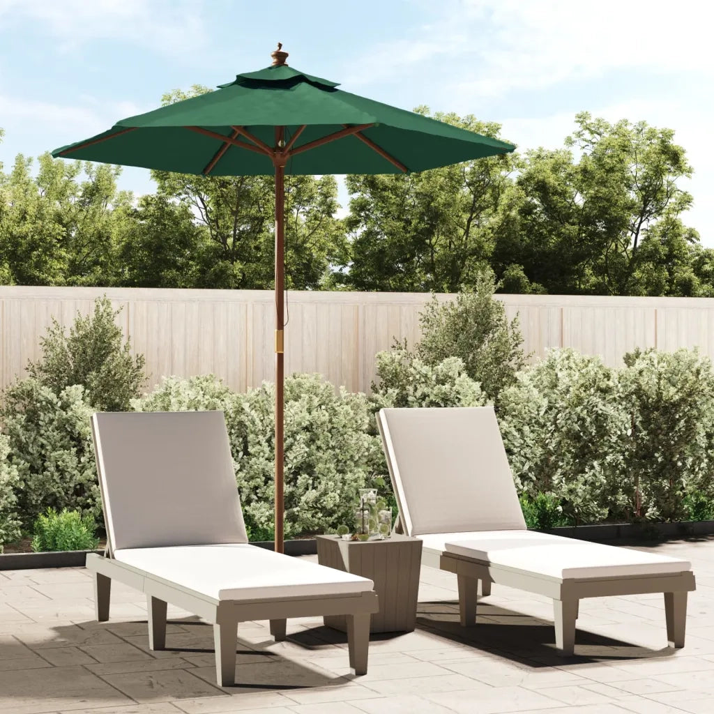Ombrellone da Giardino-Ombrello da Balcone con Palo in Legno Verde 196x231 cm