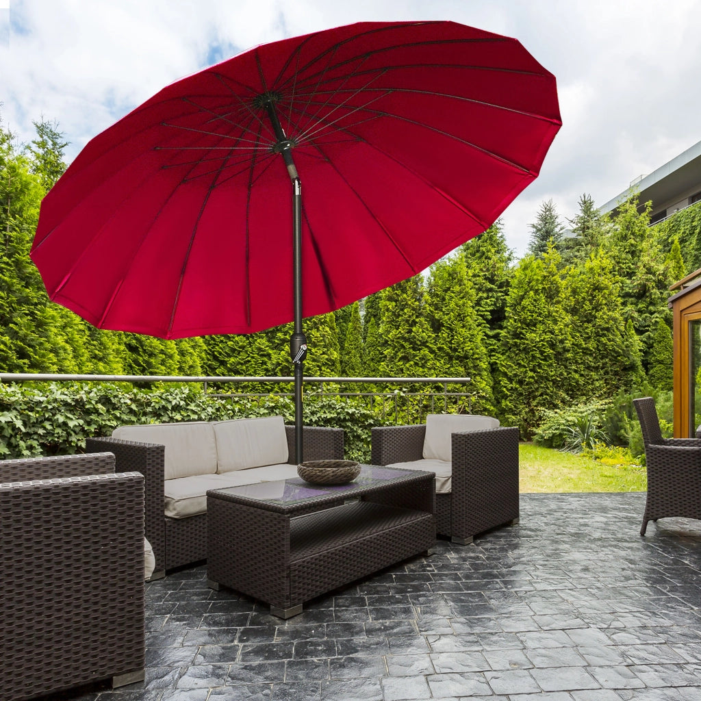 Ombrellone da Giardino Inclinabile 2.5x2.5 m ¨C zephmum ¨C Poliestere Rosso Vino
