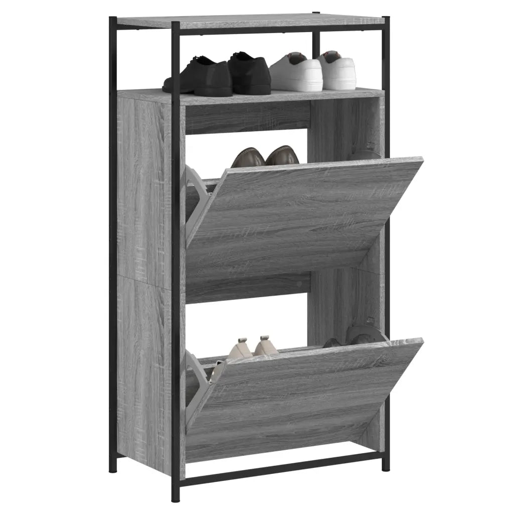 Scarpiera-Scaffale per scarpe Grigio Sonoma 60x34x112 cm in Legno Multistrato