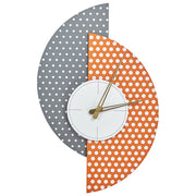 Orologio da parete grigio e arancione in metallo MDF 29 x 47 cm Design senza numeri Decorazione per il soggiorno