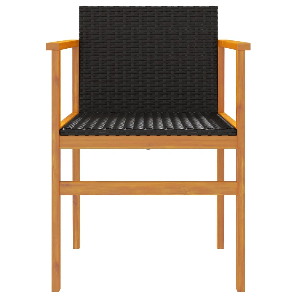 Sedie da Giardino 2 pz Nere in Polyrattan e Legno Massello 368708