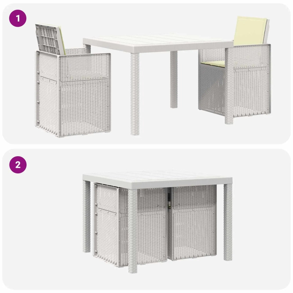 Set da Pranzo per Giardino con cuscino 3 pcs Bianco e Crema PP 3430047