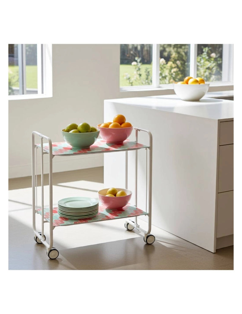 Carrello da cucina pieghevole bianco con ruote BAUHAUS 2 ripiani