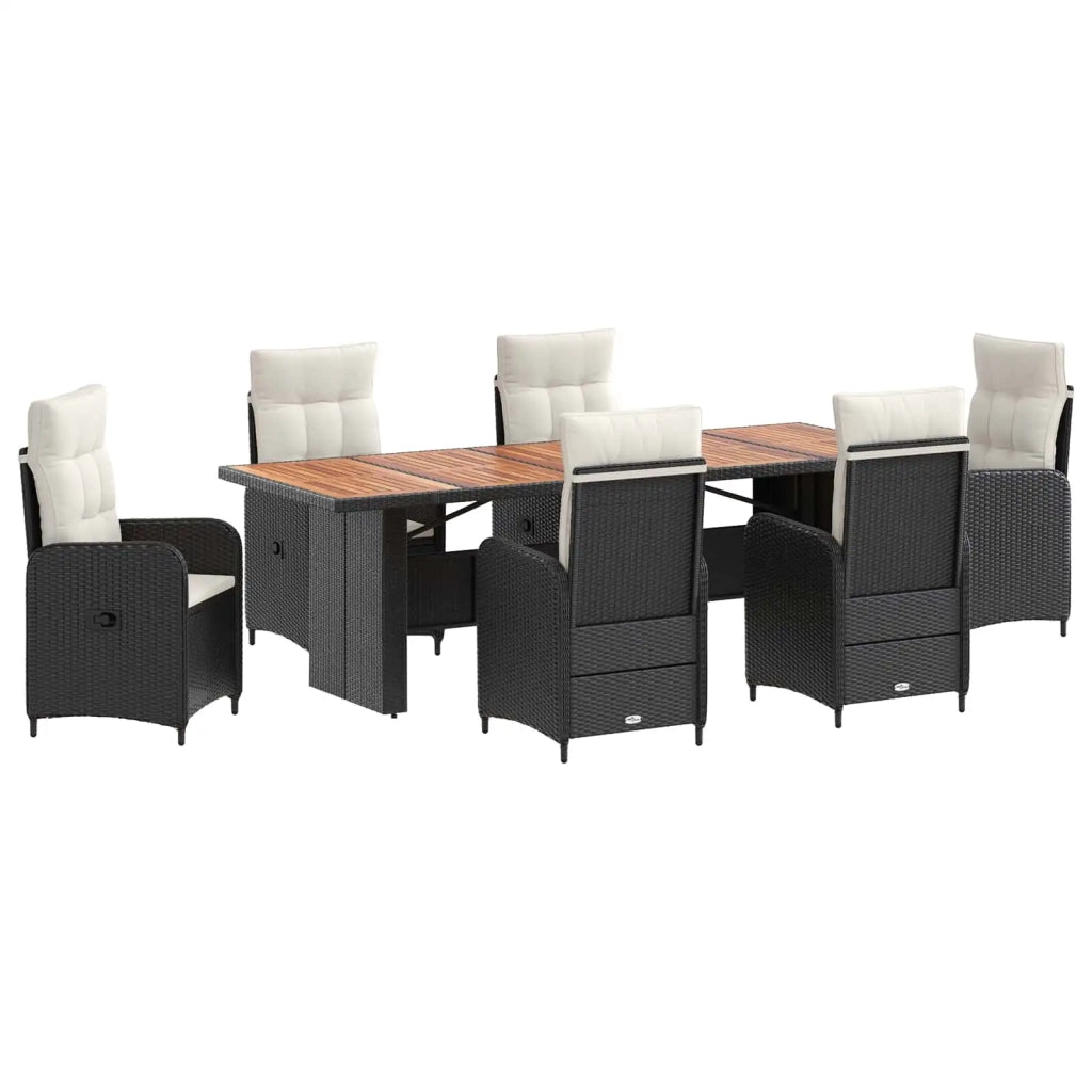 Set da pranzo per esterni 7 pz Nero e Bianco Crema polyrattan 3422373