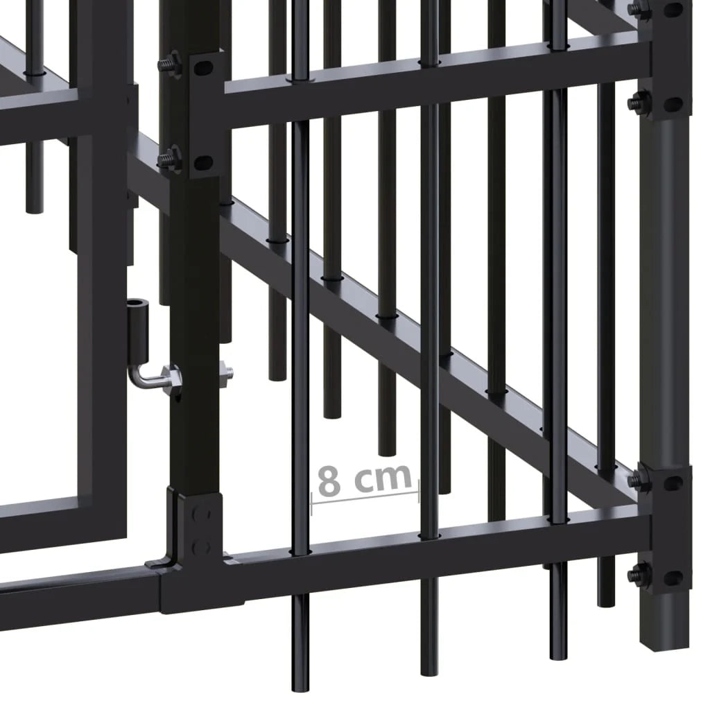 Cuccia/gabbia/recinto/zaino per cani da esterno acciaio 12,9 m² nero 02_0041786