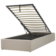 Letto a doghe Ottomana imbottita in tessuto di poliestere beige scuro Portaoggetti da 90 x 200 Single Size Design moderno