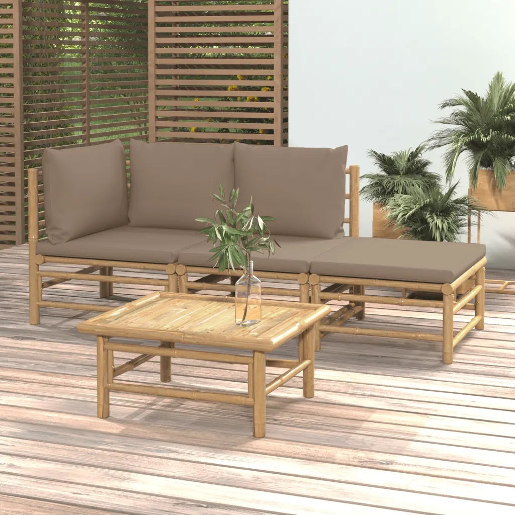 Set Salotto da Giardino 4pz con Cuscini Tortora BambÃ¹cod mxl 124227