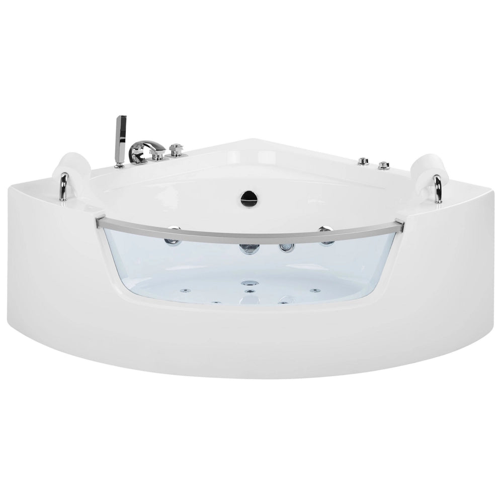 Vasca Idromassaggio Angolare Bianco Sanitario Acrilico con getti massaggianti LED 201 x 150 cm
