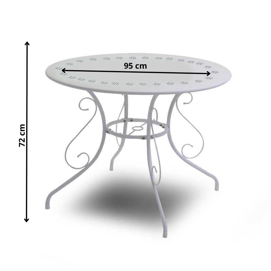 Tavolo da Giardino Ø95xh72 cm in Metallo New Old Bianco