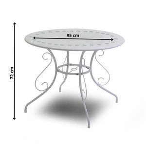 Tavolo da Giardino Ø95xh72 cm in Metallo New Old Bianco