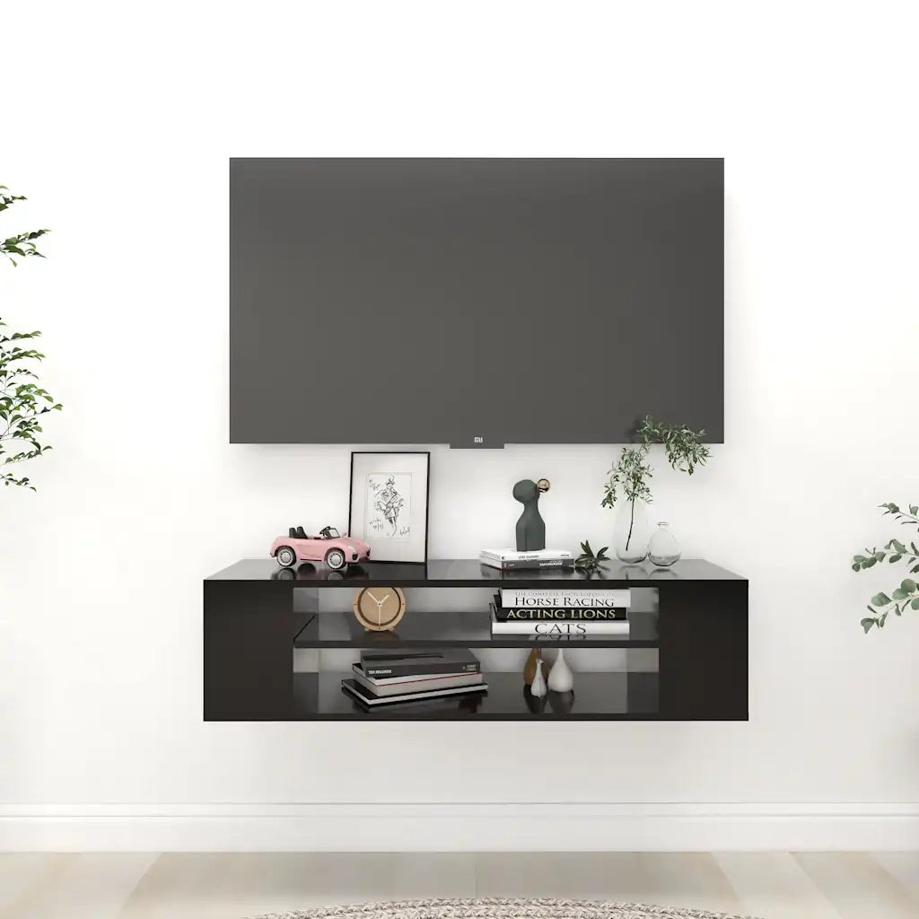 Mobile Porta TV Pensile Nero 100x30x26,5 cm Legno Multistrato 806230