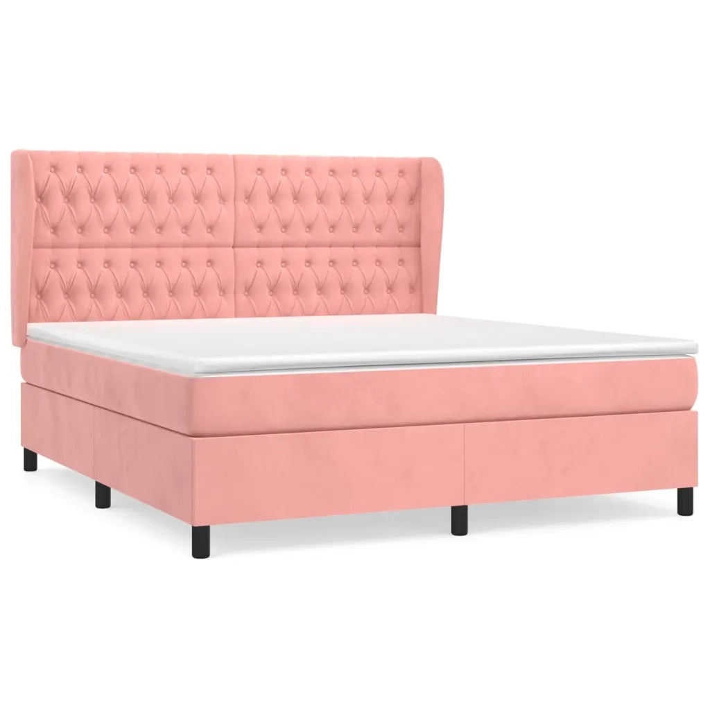 Giroletto a Molle con Materasso Rosa 160x200 cm in Vellutocod mxl 98326