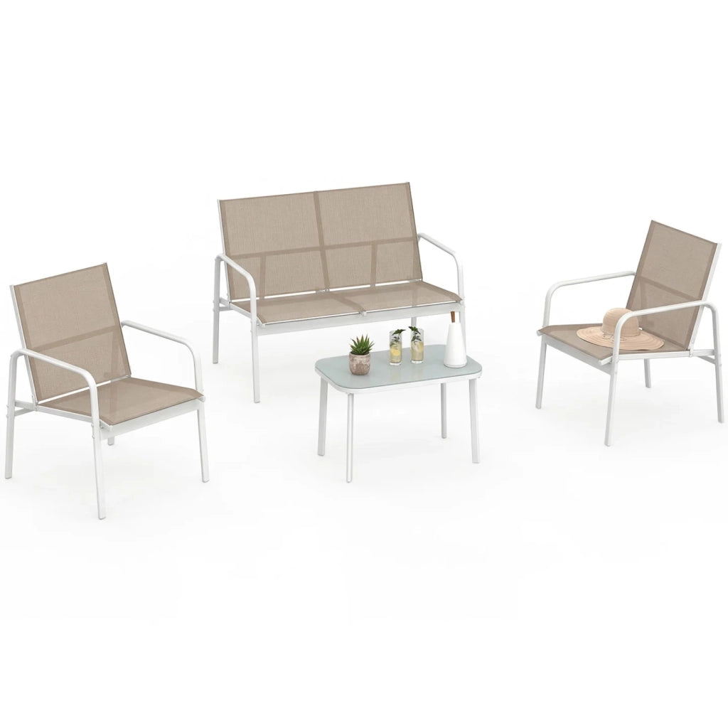 IDMarket - Set di mobili da giardino bassi a 4 posti MALTE con divano, poltrone e tavolo in legno e nero