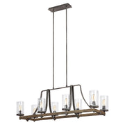Lampadario Industrial Angelo Acciaio Anticato Metallo Vetro Grigio 8 Luci E27