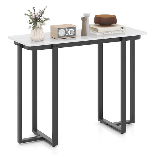 Tavolo console tavolo d'ingresso moderno in marmo finto con telaio geometrico in metallo-Tavolo stretto per soggiorno corridoio   107 x 40 x 79,5 cm