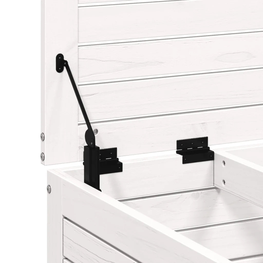 Sedia da giardino-Poggiapiedi da Giardino con Cuscino Legno Massello Pino Bianco 123478