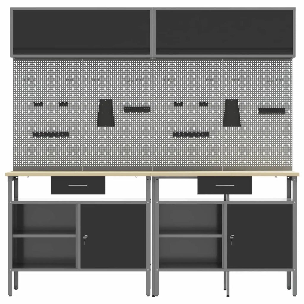 Set banco da lavoro con cassetto con blocco 8 pcs Nero e Grigio 3321498