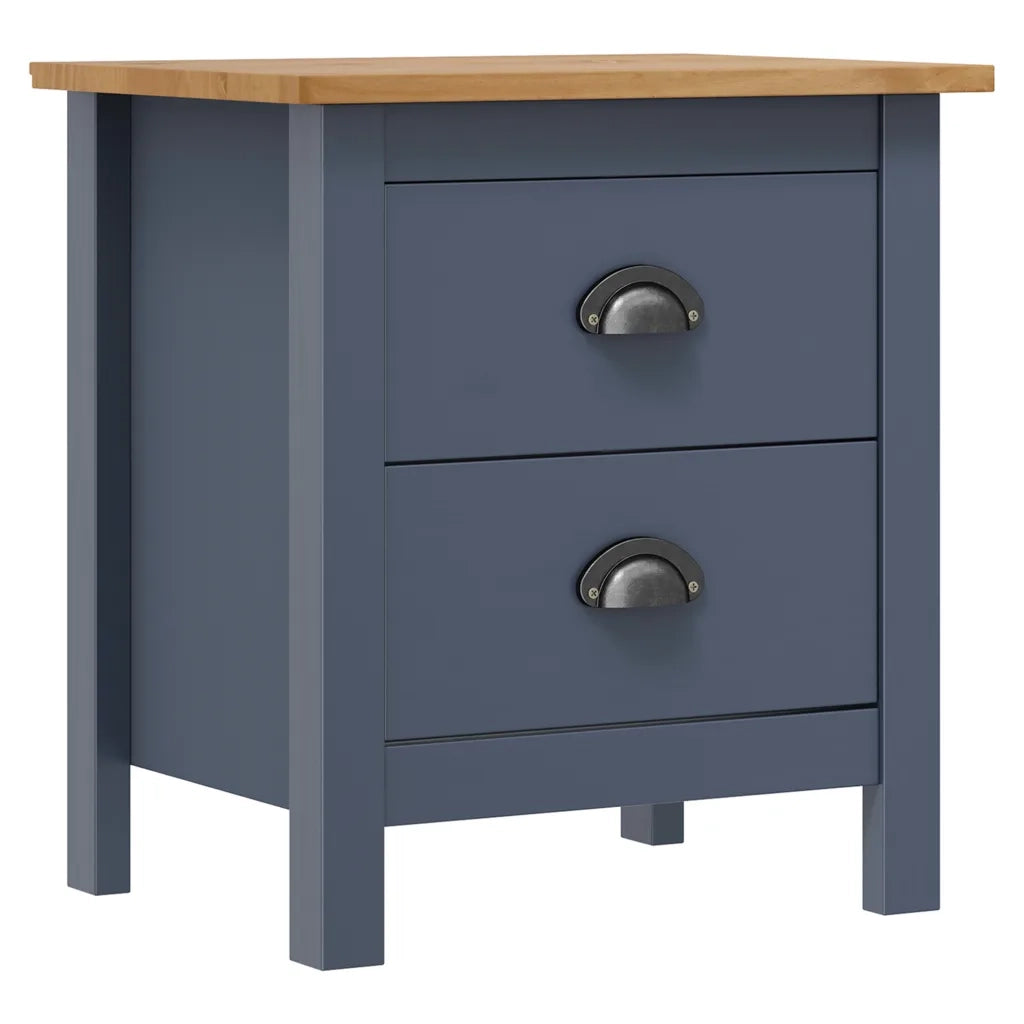 Comodino Hill Grigio 46x35x49,5 cm Legno Massello di Pino cod mxl 53258