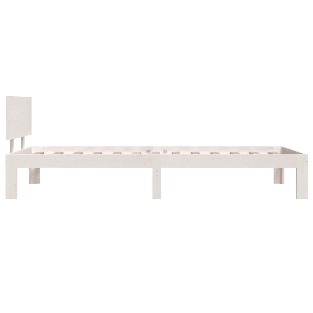 Giroletto-Struttura Letto Bianco in Legno Massello di Pino 90x200 cm 352967