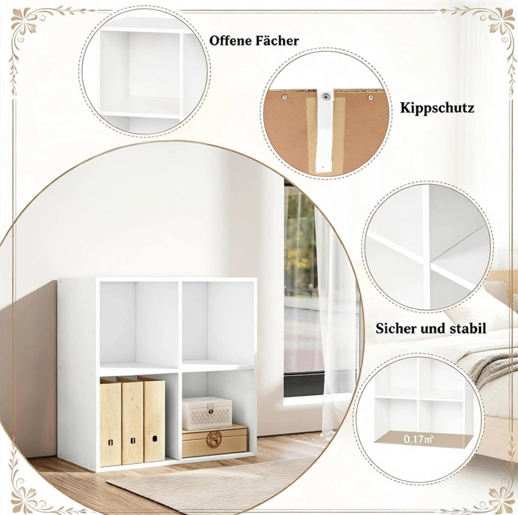 Libreria a cubi 4 scomparti bianca 59,6 x 59,8 cm