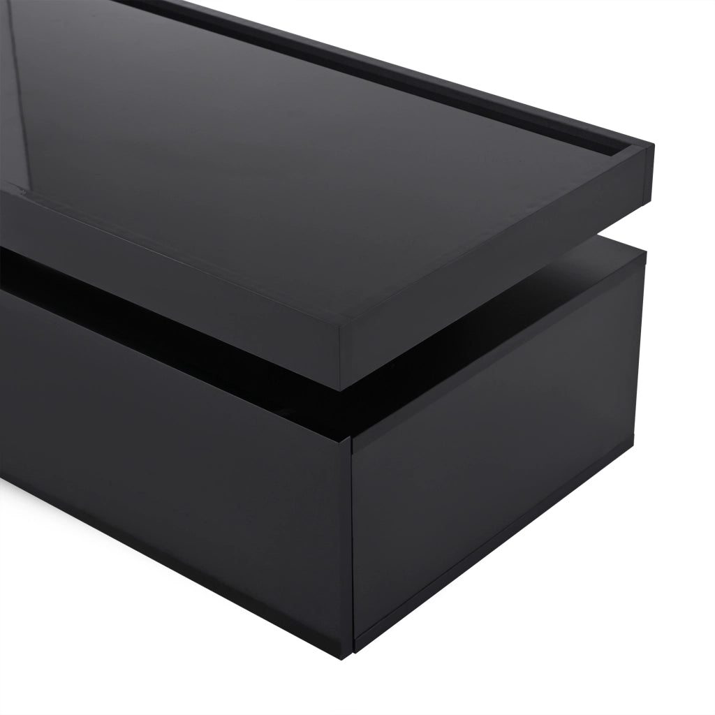 Tavolino da salotto 95x45x35 cm; LED con 2 cassetti; pannello truciolare; nero