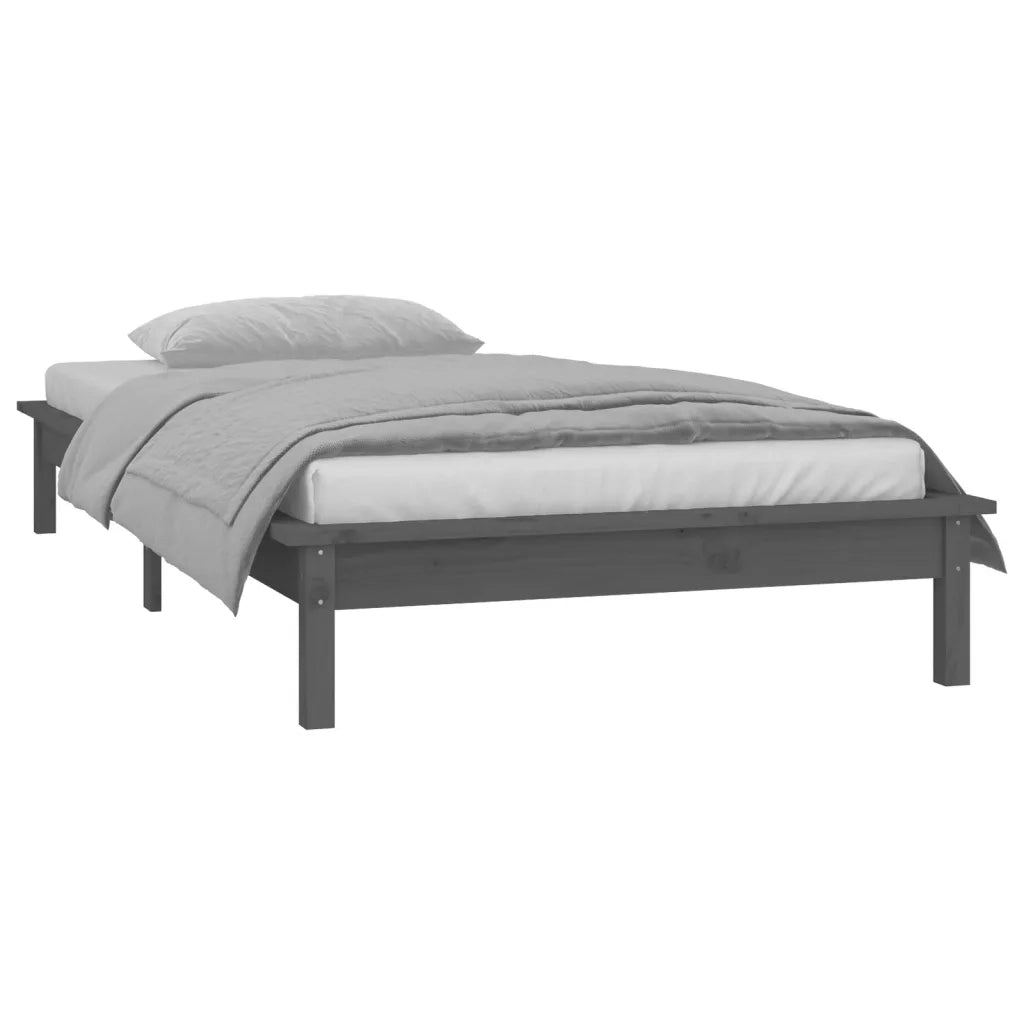 Giroletto con LED-Struttura Letto Grigio 90x200 cm in Legno Massello