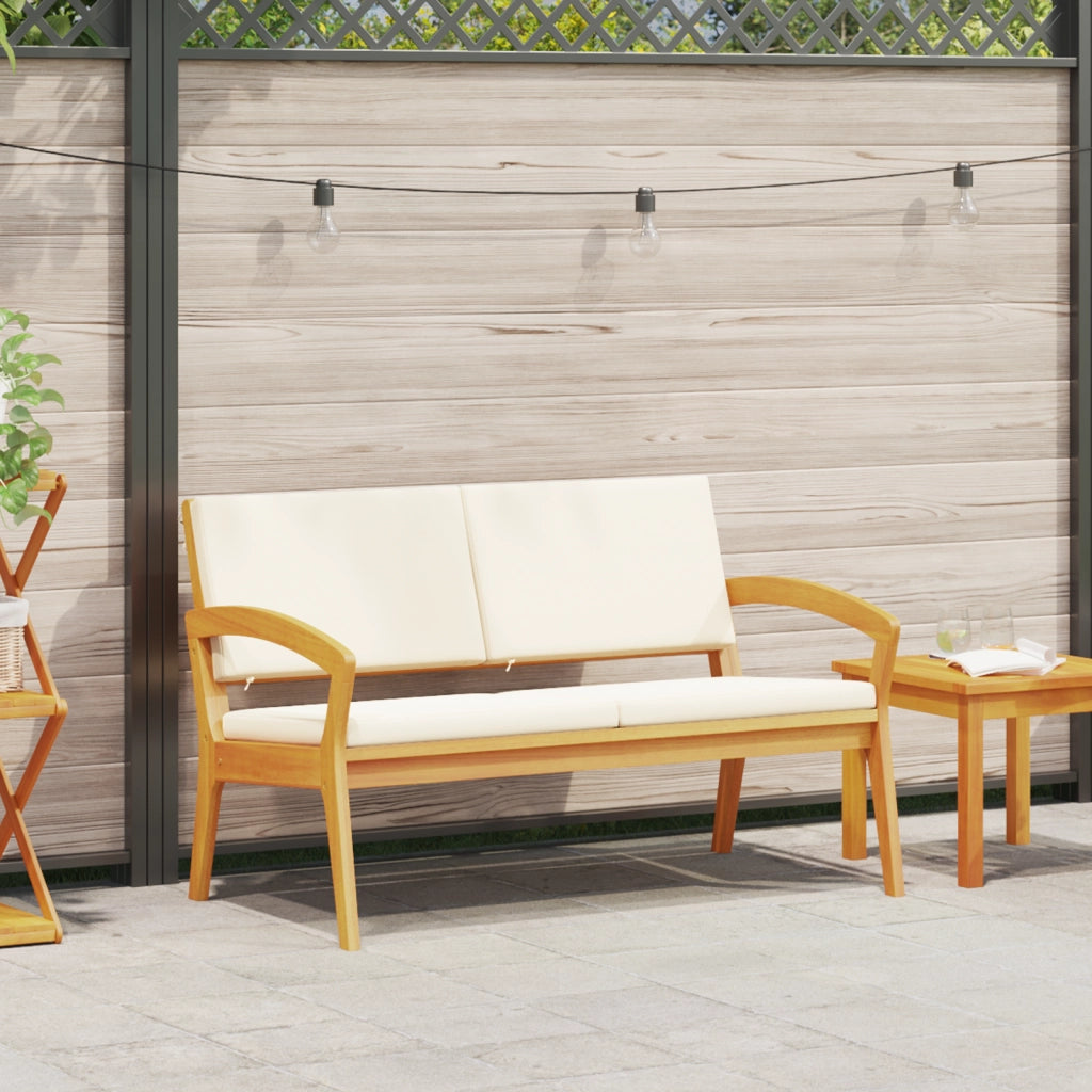 Panchina da giardino con cuscini 115x70x72 cm in legno massello di acacia
