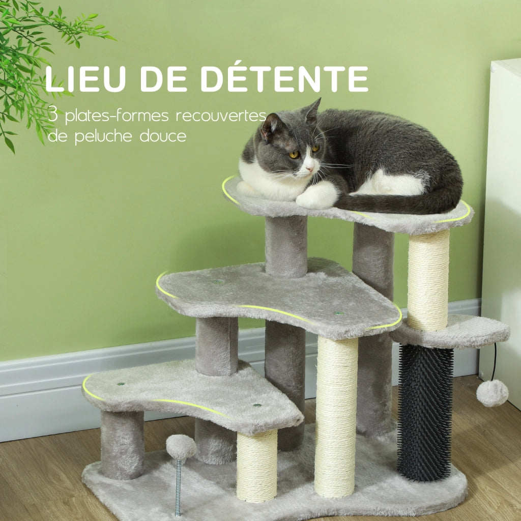 Tiragraffi per gatti con piattaforme e palline ¨C zephmum ¨C grigio chiaro 50 cm