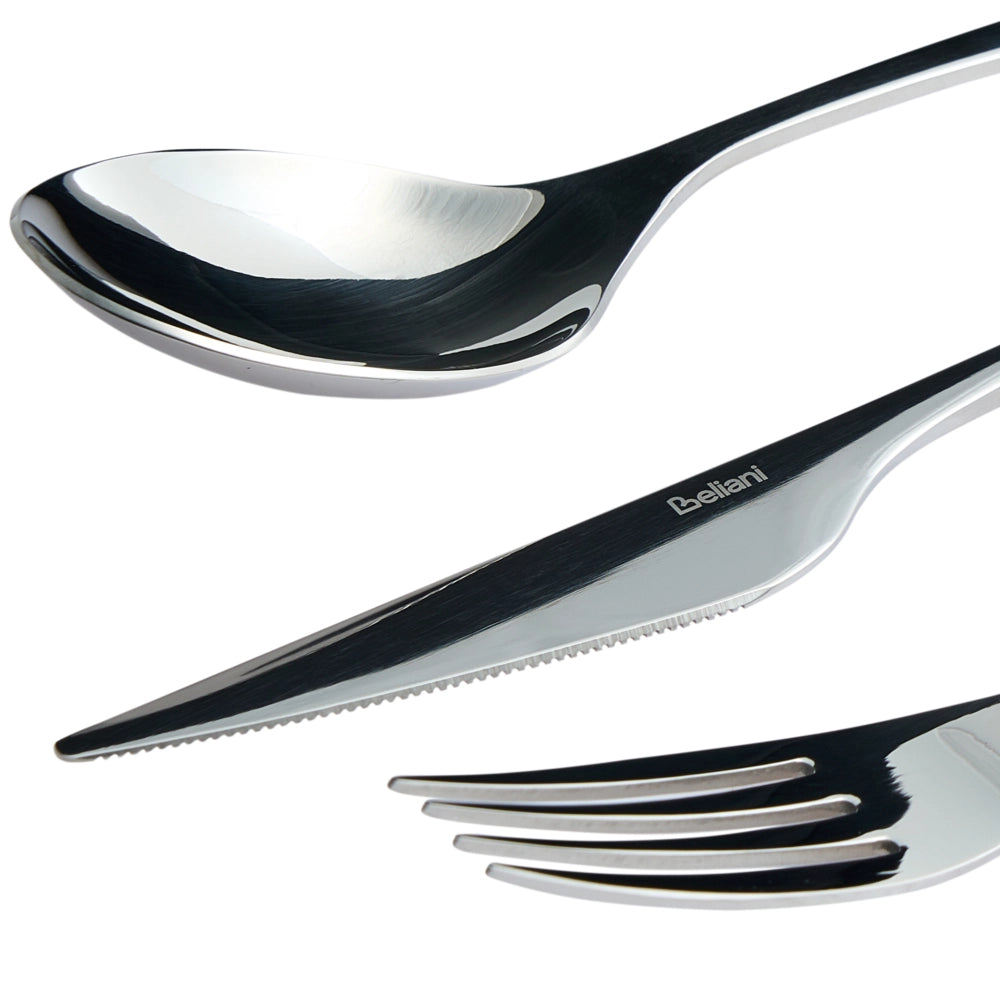 Set di posate in acciaio inossidabile argento 30 pezzi per ogni occasione Coltello Cucchiaio Forchetta Cucchiaino Forchetta da torta Design moderno