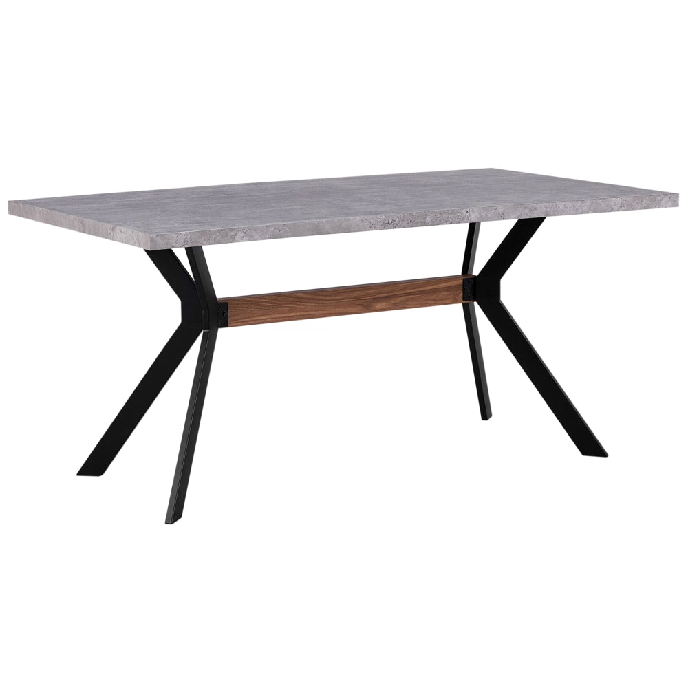 Tavolo da pranzo effetto cemento 160 x 90 cm gambe in metallo Nero cucina industriale