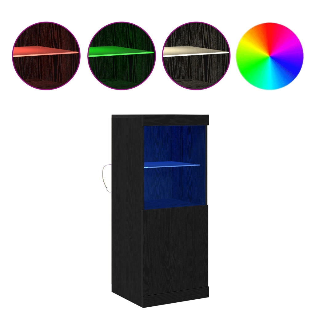 sideboard  con luci LED rovere nero 41x37x100 cm