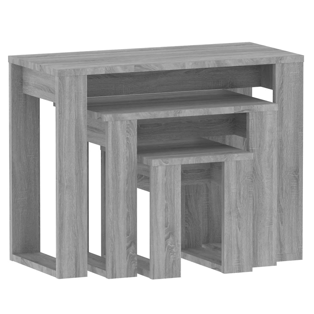 Tavolini Impilabili 3 pz | Tavolo laterale Grigio Sonoma in Legno Multistrato