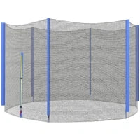 Rete di Protezione per Trampolini a 6 Pali con Ingresso con Cerniera, in PE, Ø305x180 cm, Nero e Blu