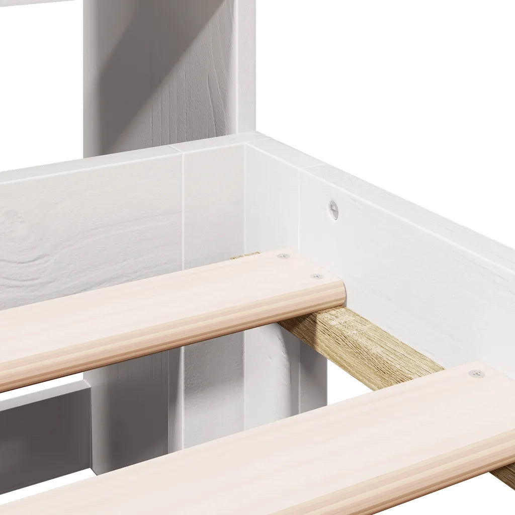 Letto Libreria senza Materasso Bianco 140x200 cm Legno di Pino 3322693