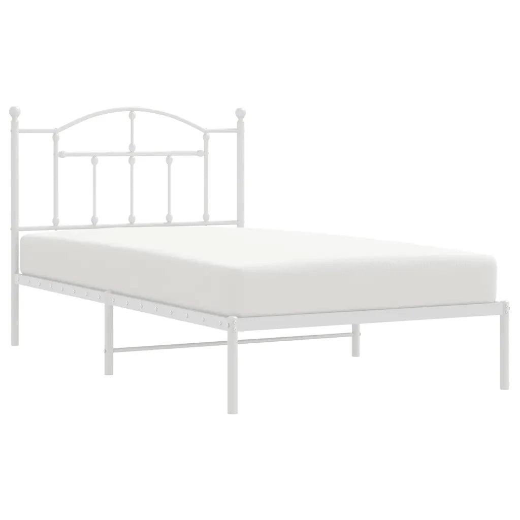 Giroletto con Testiera Metallo Bianco 100x190 cm 353482