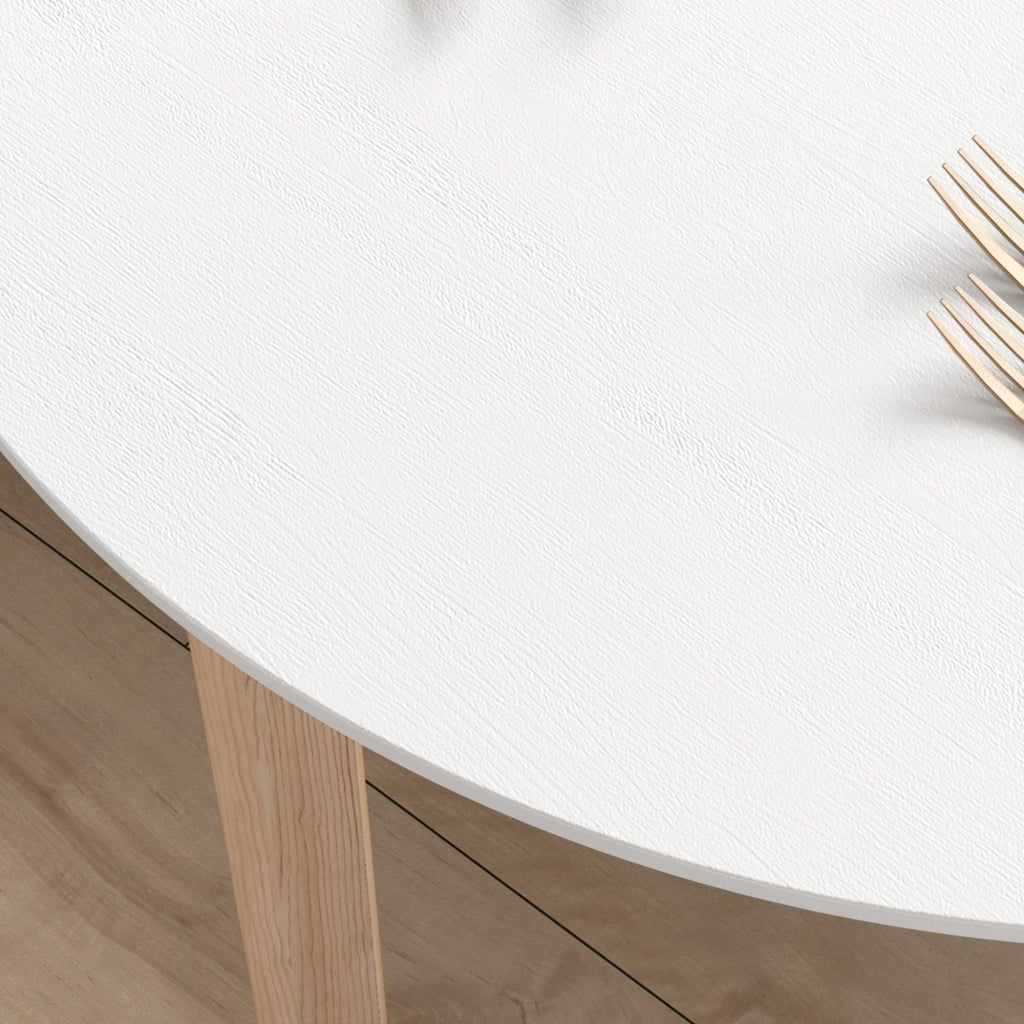 Tavolo da pranzo rotondo ¨C zephmum ¨C bianco + legno naturale 75x75x76 cm