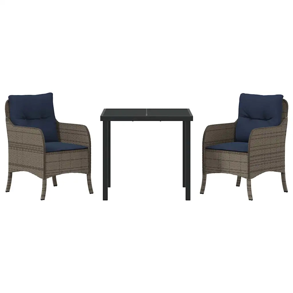 Set da Pranzo per Giardino con cuscino 3 pcs Grigio polyrattan 3380190