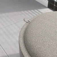 Sgabello Pouf imbottito, rivestito in Lino, con coperchio reversibile, 56cm x 56 cm x 42 cm, Grigio chiaro