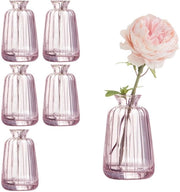 Set di vasi in vetro mini per decorazione di tavola, set di vasi per decorazione di tavola per matrimonio (11 × 6,5 cm, rosa)