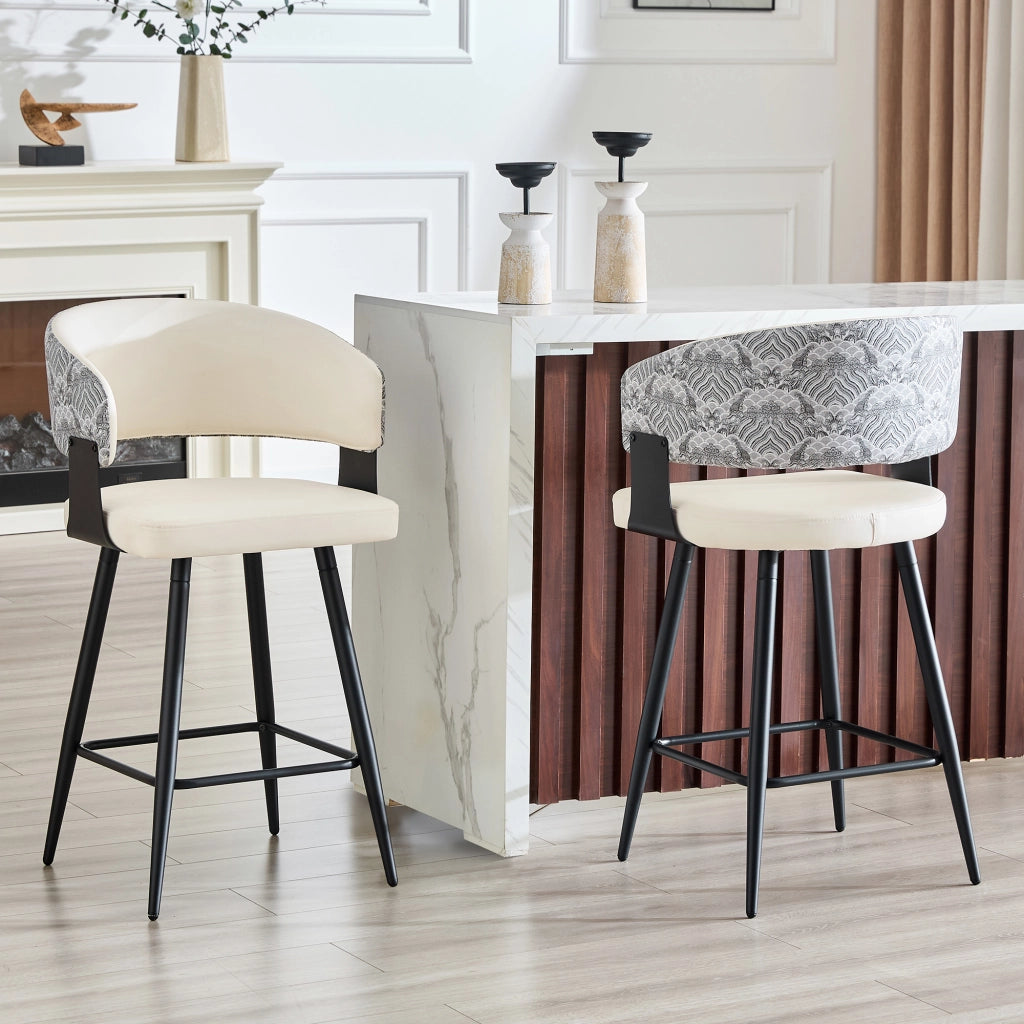 SGABELLO da bar con schienale, 94,5 cm, PU bianco, Set da 2 pezzi