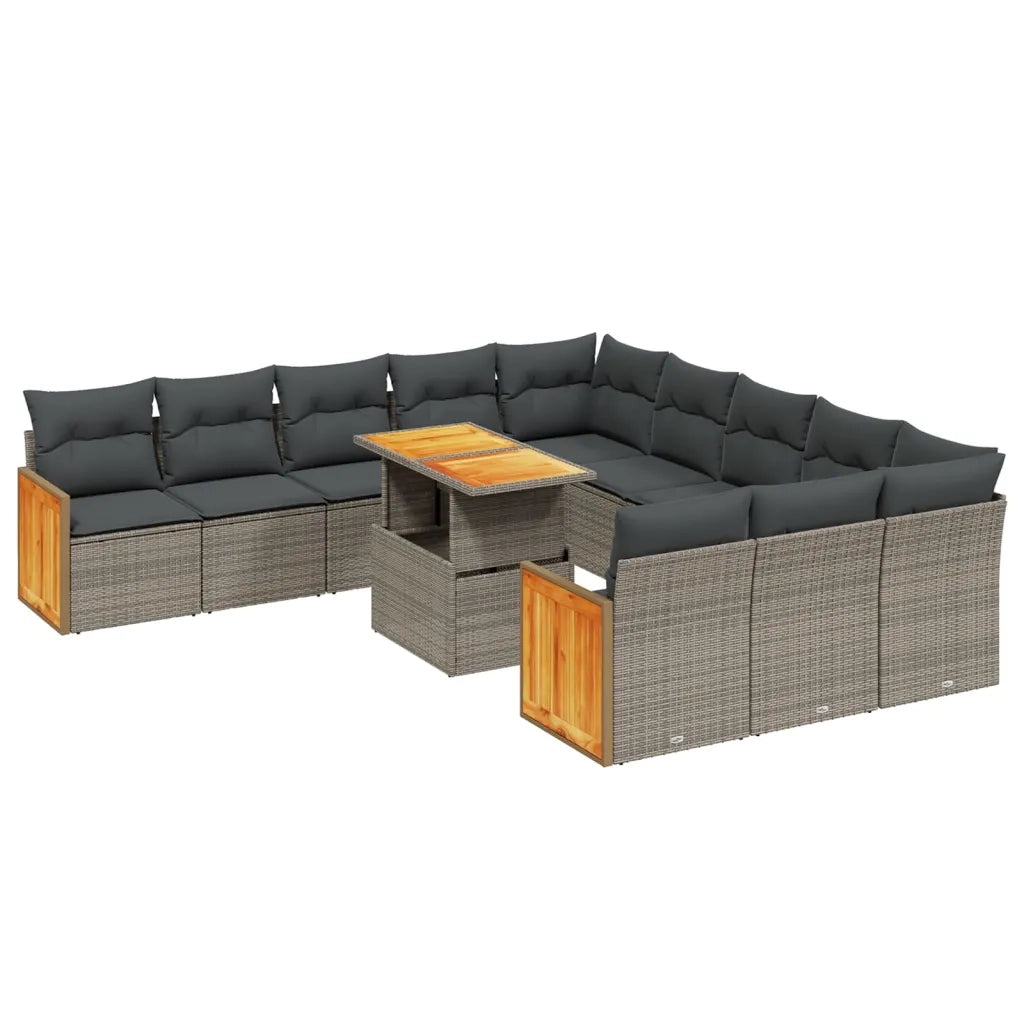 Set Divani da Giardino 11 pz con Cuscini in Polyrattan Grigio 3274147