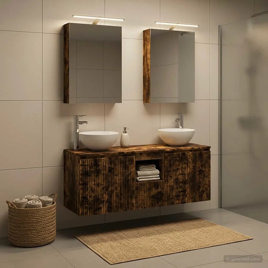 Set di Armadi da Bagno 5 pcs Rovere Fumo 50 x 14,5 x 70 cm 3406355