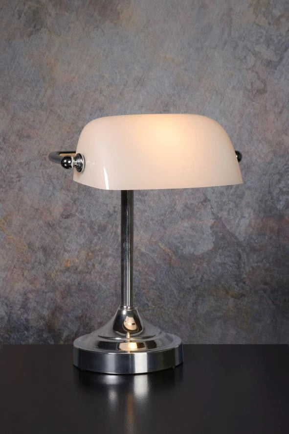 Lampada da scrivania Lucide Banker E14 40W cromo bianco