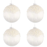 Palline di Natale in Vetro Bianco con Perline Voguish Diametro: 100 mm