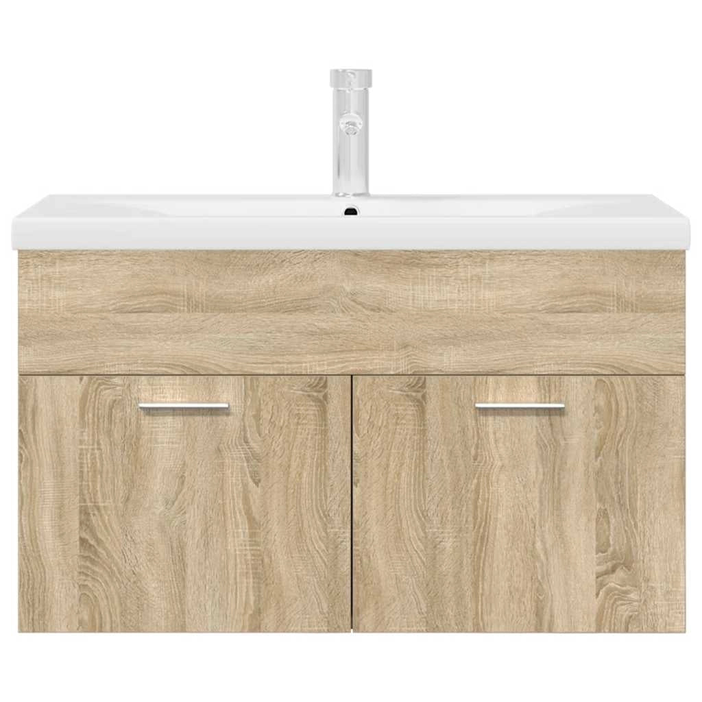 Mobile bagno integrato con lavabo dal design moderno 80 x 38,5 x 46 cm legno composito rovere Sonoma 02_0055764