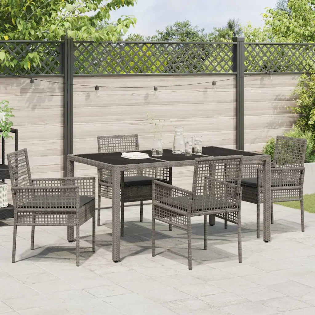 Set da Pranzo per Giardino 5 pz | Set Salotto da Giardino Grigio polyrattan