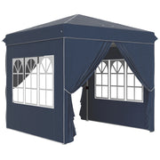 Gazebo 2.5x2.5m gazebo pieghevole invernale resistente all'acqua stabile protezione UV 50+ tenda da giardino pieghevole con 4 pannelli laterali gazebo da giardino per il campeggio in borsa blu scuro