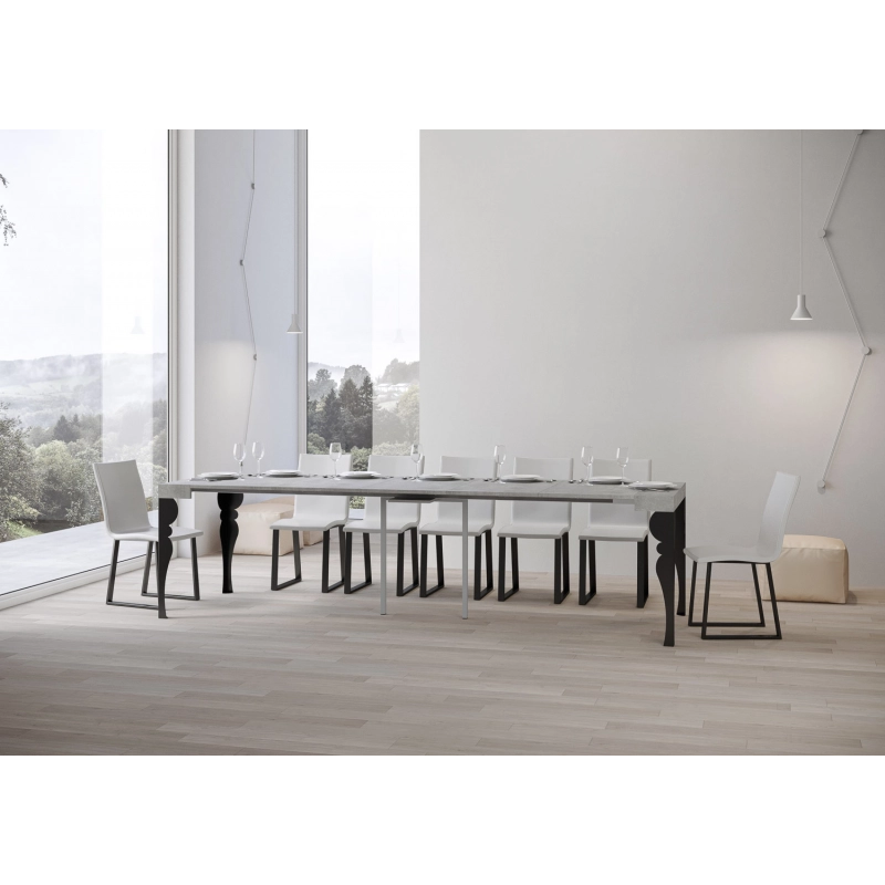 Consolle allungabile 90x40/300 cm Paxon telaio Antracite - Cemento