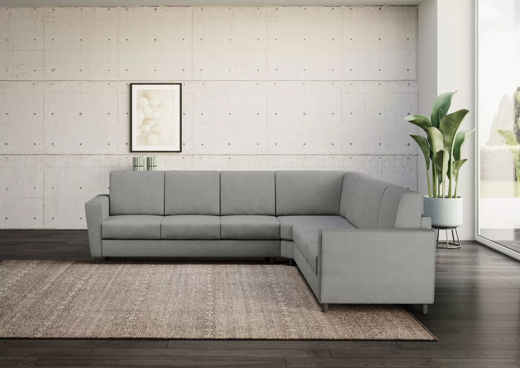 Divano yasel 3 posti  (tre sedute da 60cm) + angolo + divano 3 posti (tre sedute da 60cm) misure esterne l.288x288 | grigio - Mobili 2G