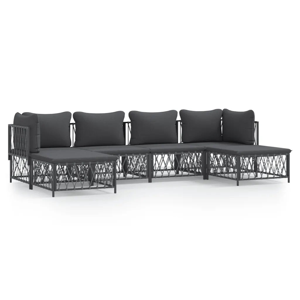 Set Salotto da Giardino 6 pz con Cuscini in Acciaio Antracite 3186901